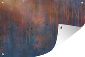 Muurdecoratie Herfst - Bos - Mist - 180x120 cm - Tuinposter - Tuindoek - Buitenposter