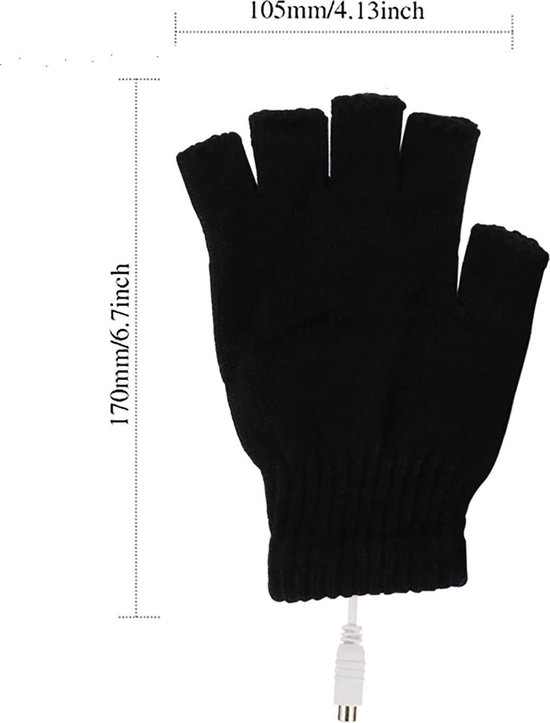 GEAR 3000® handschoenen - zonder vingers - verwarmd - winter -  handverwarmer - usb - zwart | bol.com
