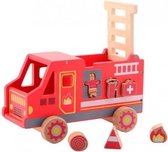 vormenstoof houten brandweerauto 26 cm rood
