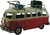 VW - Retro Bus - Modelauto - Metaal - 16 x 7 x 10 CM - Rood