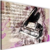 Schilderij Piano abstractie, 2 maten, beige/paars, wanddecoratie