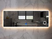 Mawialux LED Badkamerspiegel - Dimbaar - 180x70cm - Rechthoek - Verwarming - Digitale Klok - Vergroot spiegel - Bluetooth - Myla