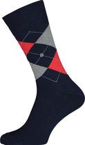 Burlington King herensokken - katoen - marine blauw met rood en grijs -  Maat: 40-46