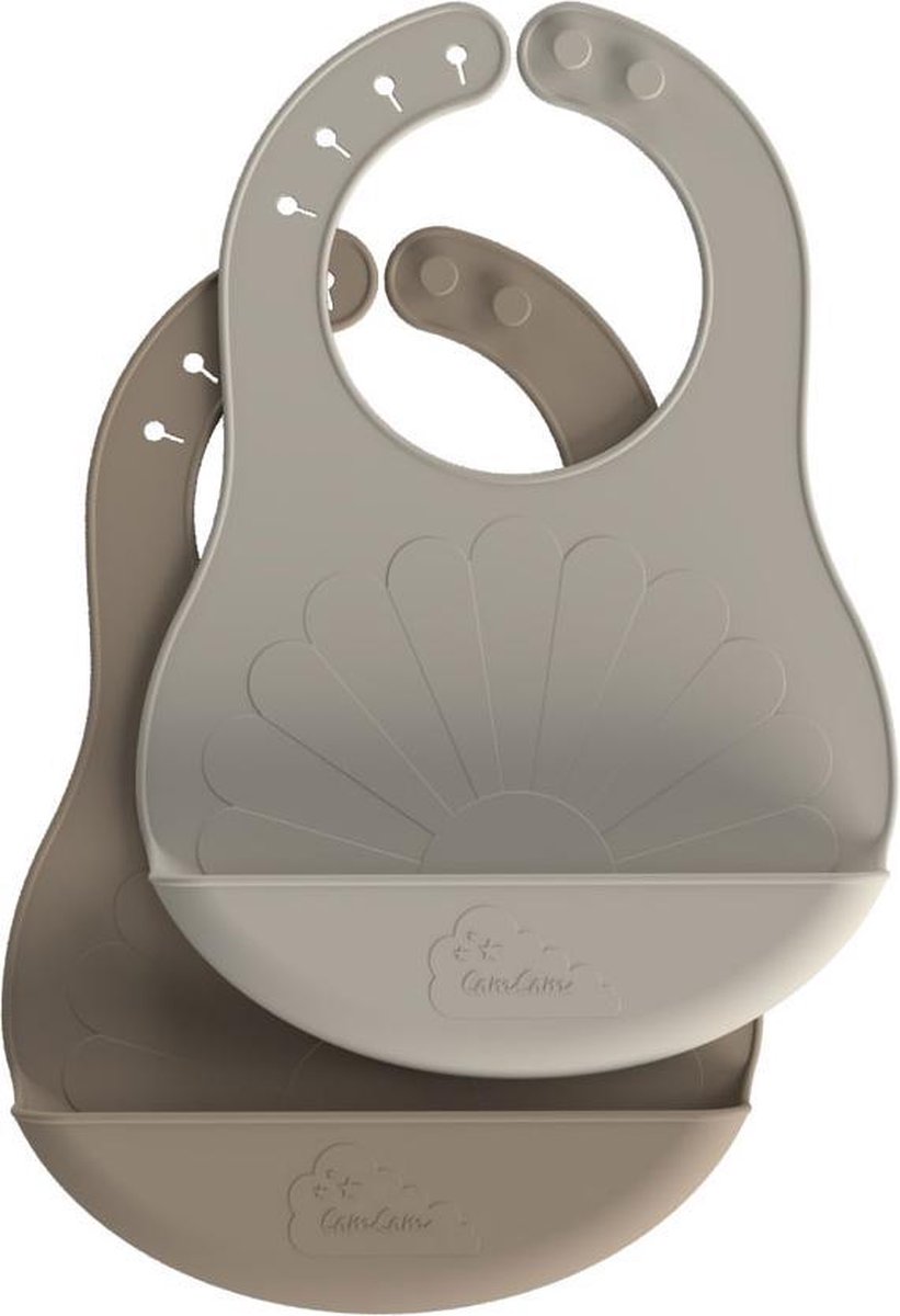 Goedkoopste Cam Cam siliconen slabbetjes flower mix van twee - bruin/beige