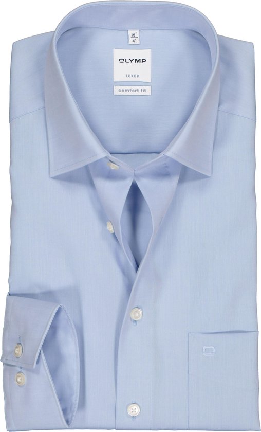 OLYMP Luxor comfort fit overhemd - lichtblauw - Strijkvrij - Boordmaat: