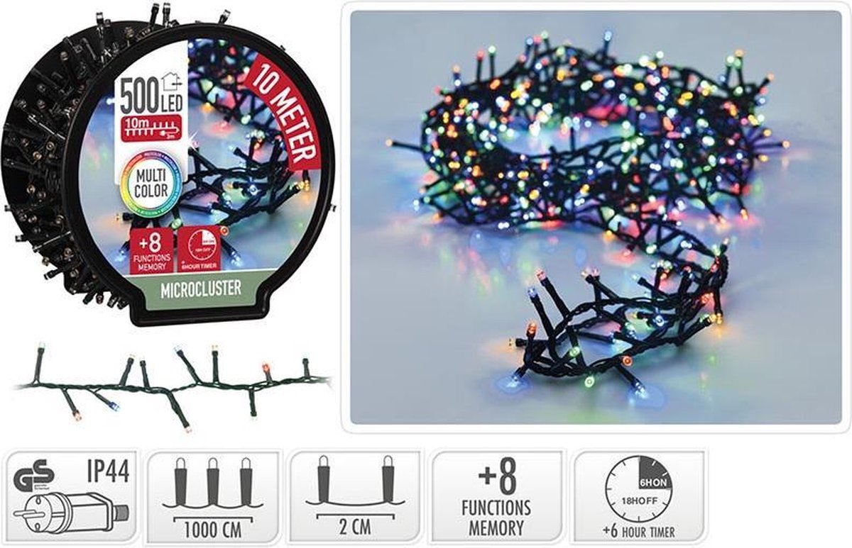 Éclairage de Noël Maxi Cluster - 400 LED - 6m - multicolore - Minuterie -  Fonctions