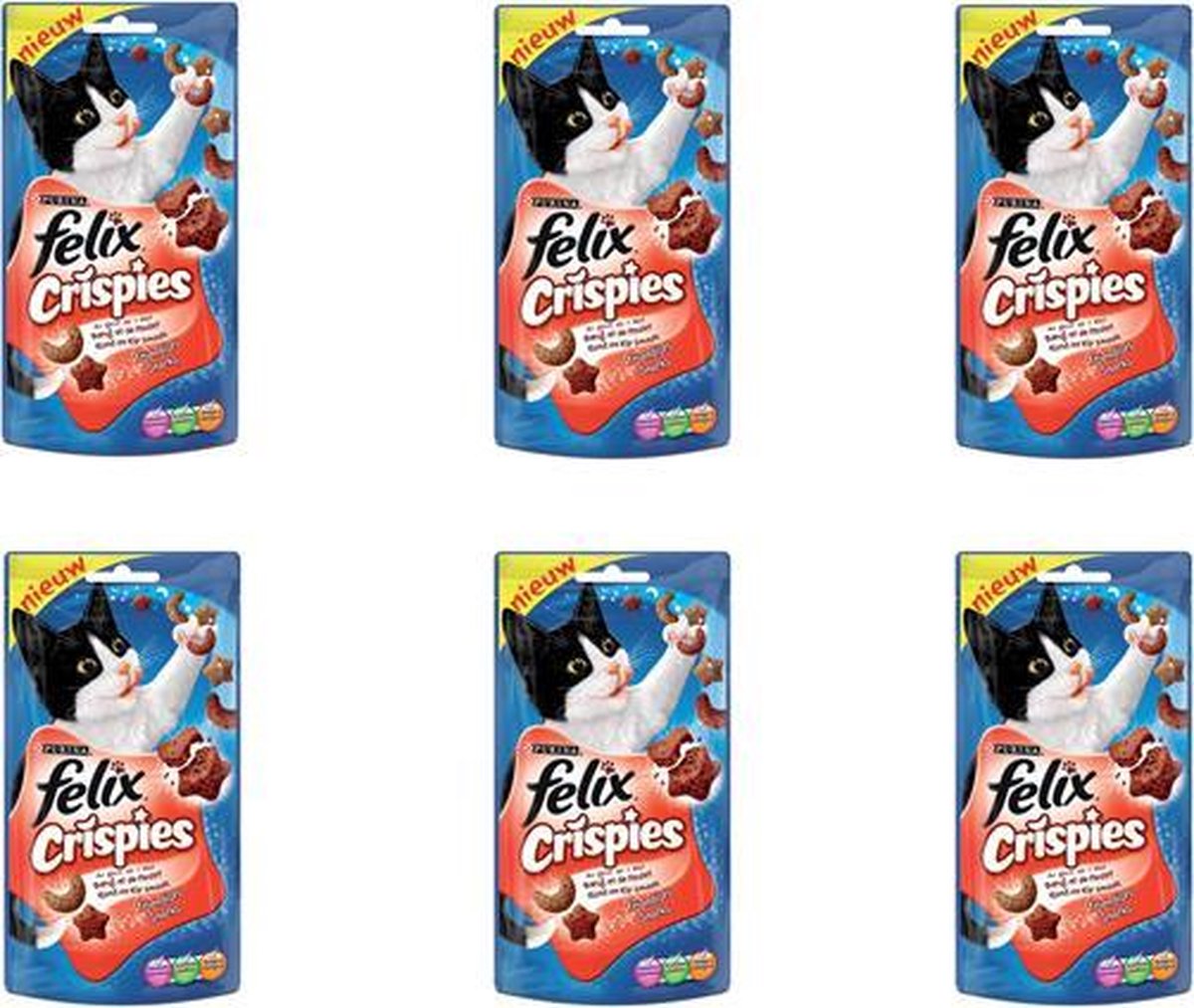 Felix - Kattensnacks - Crispies Rund & Kip - 45 gram per 6 zakjes