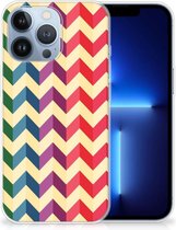 TPU Siliconen Hoesje Geschikt voor iPhone 13 Pro Doorzichtig Hoesje Zigzag Color