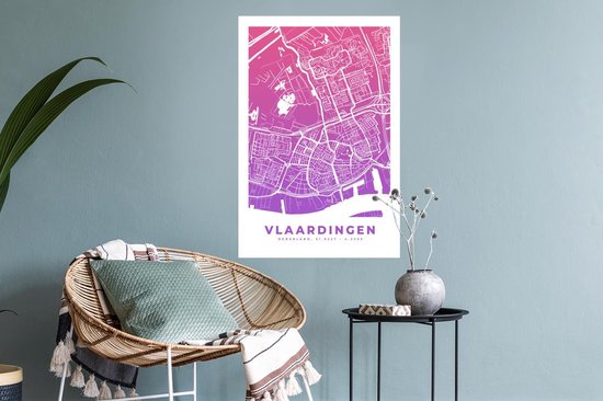 Stickers Stickers muraux - Plan de la ville - Vlaardingen - Violet - Pays- Nederland - 40x60 cm - Feuille adhésive - Carte