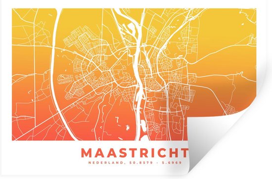 Stickers muraux - Plan de la ville - Nederland - Pays-Bas - Oranje - 60x40 cm - Feuille adhésive - Carte