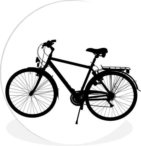 WallCircle - Wall Circle - Wall Circle Indoor - Vélo - Zwart - Wit - 120x120 cm - Décoration murale - Peintures Ronds XXL