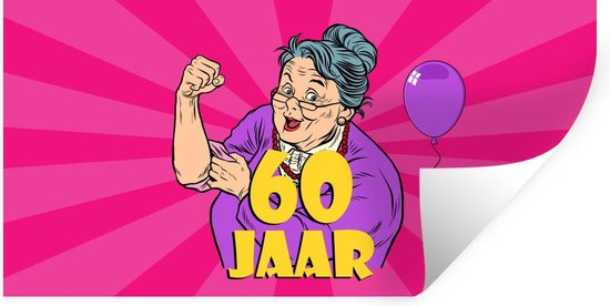 Stickers muraux - Femme - Anniversaire - 60 ans - 120x60 cm - Feuille adhésive