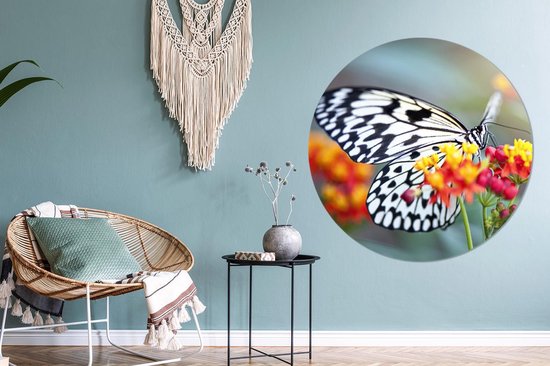 Cercle Mural - Cercle Mural Intérieur - Papillon - Bloem - Animaux - ⌀ 120 cm - Décoration murale - Peintures Ronds XXL