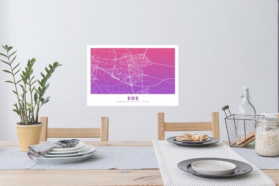 Stickers Stickers muraux - Plan de la ville - Ede - Pays- Nederland - Violet - 60x40 cm - Feuille adhésive - Carte