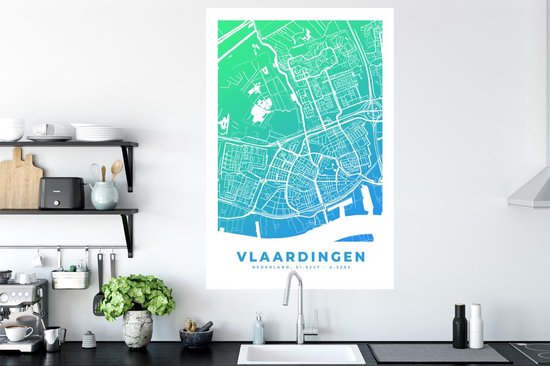 Stickers muraux - Plan de la ville - Vlaardingen - Nederland - 80x120 cm - Feuille adhésive - Carte