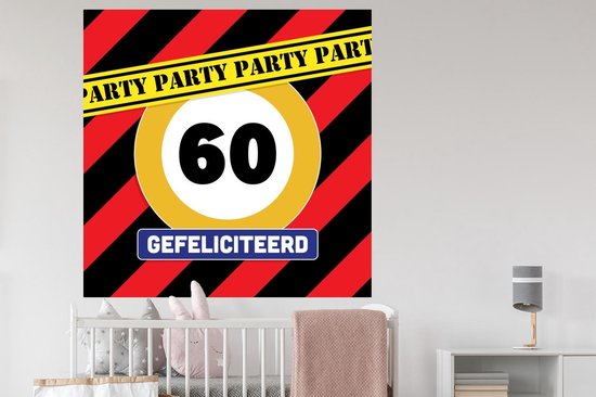 Stickers muraux - Film autocollant - Anniversaire - 60 ans - Rayures - 120x120 cm - Film adhésif - Stickers muraux muraux Chambre d'enfant - Papier peint autocollant XXL - Papier peint autocollant - Film autocollant