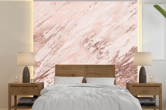 Behang - Fotobehang Marmer - Roze - Rosé Goud - Breedte 280 cm x hoogte 280  cm | bol