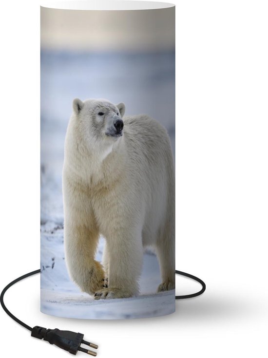 Lamp IJsbeer - IJsbeer in sneeuw met donker gezicht lamp - 33 cm hoog - Ø14  cm -... | bol.com