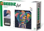 SES Beedz Art - Olifant fantasie - 5000 strijkkralen - kunstwerk van strijkkralen - complete set met grondplaten en strijkvel
