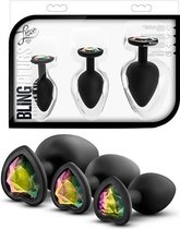 Luxe Bling anaalplug set - Zwart
