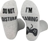 JAXY Gaming Sokken - Huissokken - Game Sokken - Grappige Sokken - Grappige Cadeaus - Huissokken Met Antislip Dames en Heren - Katoenen Sokken - Leuke Sokken - One Size - Grijs/Zwar