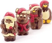 Chocolade kerstfiguren sneeuwman, kerstman, Jules en Happy - Kerst - Snoep - Chocolade cadeau (4 stuks)