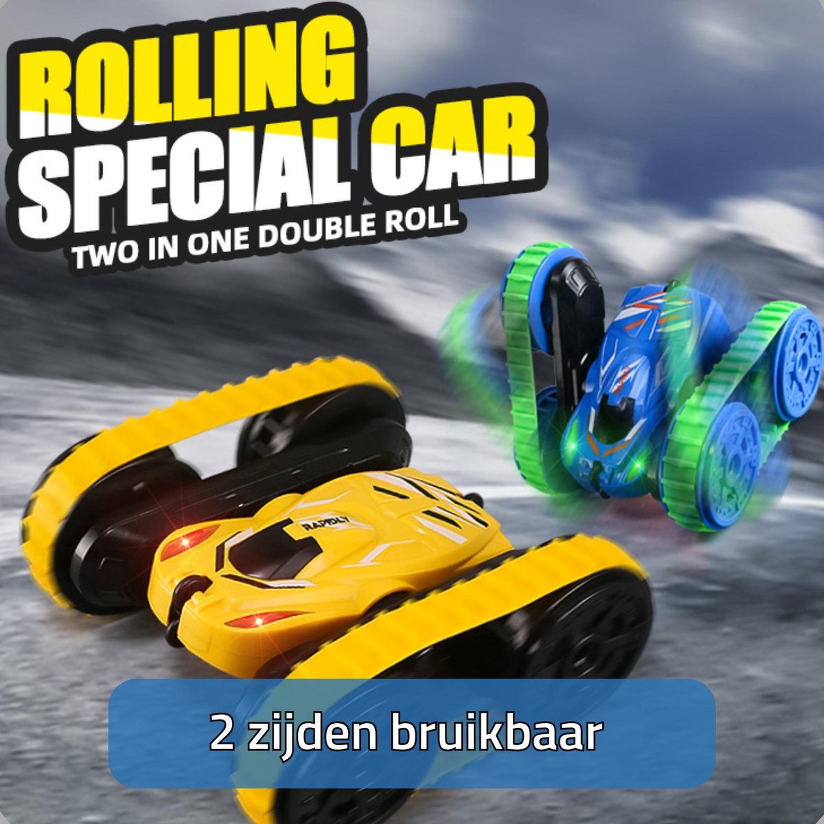 HyperWheels - Bestuurbare Auto voor Jongens - Speelgoed Stuntauto voor Binnen of Buiten - Blauw met Groen - incl. 2 accu's en Rupsbanden — afbeelding 3