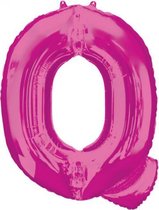 folieballon letter Q 60 x 81 cm roze