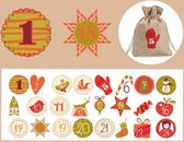 Sluitsticker - Sluitzegel –  Advent Kalender | Figuur - Rood – Groen | Genummerd – Aftellen | Winter – Sneeuw - Kerst - Merry Christmas – Feestdagen – Sinterklaas | Envelop - Cadeau – Cadeauzakje | Leuk verpakken | DH Collection