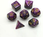 Dungeon Dice Plastic Polydice Dobbelstenen Set Van 7 Stuks - Purple And Black Swirl | Voor D&D En Andere Rollenspellen | Plastic Dobbelstenen Set Voor Dungeons And Dragons