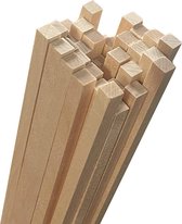 Set van 50 houten stokken (vierkant, 5x5 mm, 60 cm lang, berkenhout)