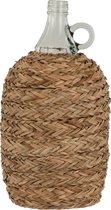 J-Line Fles Met Handvat Bedekt Gras/Glas Naturel Large