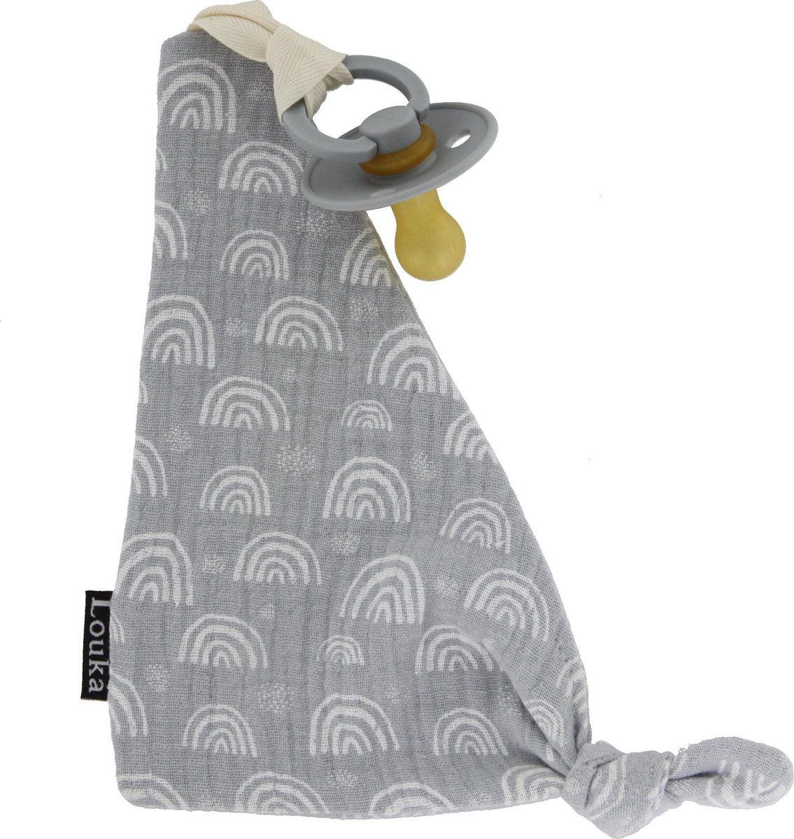 Goedkoopste Louka Speendoekje driehoek regenboog lichtgrijs - hydrofiel katoen - speenknuffel - excl. Bibs speen
