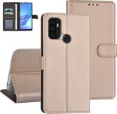 Goud hoesje voor Oppo A53s - Book Case - Pasjeshouder - Magneetsluiting