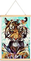 JUNIQE - Posterhanger It Tiger -20x30 /Bruin & Turkoois