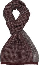 Profuomo heren sjaal - gebreid wolmengsel met zijde - bordeaux rood met grijs structuur dessin -  Maat: One size