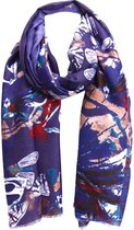 Lange Dames Sjaal - Vlinders - Blauw - 190 x 90 cm (18-10)