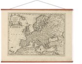 Poster In Posterhanger - Historische Kaart Europa - 50x70 cm - Kader Hout - Ophangsysteem - Vintage Plattegrond - Educatief