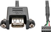 Tripp-Lite U024-001-5P-PM USB 2.0 Panel Mount Cable, 5-Pin Motherboard IDC to USB Type-A (F/F), 1 ft. TrippLite