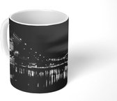 Mok - De John A. Roebling Suspension brug en de skyline van Cincinnati in de VS - zwart wit - 350 ML - Beker