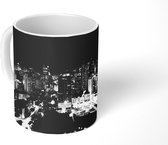Mok - Nachtfoto van Manila - zwart wit - 350 ML - Beker