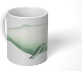 Mok - tekening van een witte dolfijn lichte achtergrond - 350 ML - Beker
