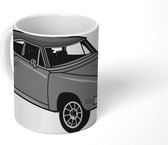 Mok - tekening van een gele muscle auto - zwart wit - 350 ML - Beker