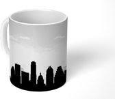 Mok - tekening van de horizon van de Texaanse stad Austin - zwart wit - 350 ML - Beker