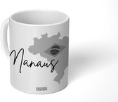 Mok - de landkaart van Manaus - zwart wit - 350 ML - Beker