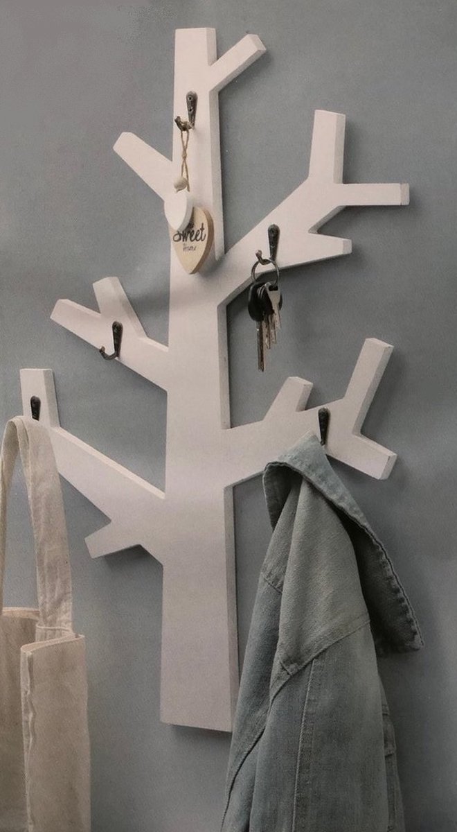 Boom Kinderkapstok - Kapstok Kinderen - Babykamer decoratie - Kapstok Baby - Wit - 5 Haakjes — afbeelding 2