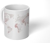 Mok - Wereldkaart - Marmer - Roségoud - 350 ML - Beker