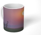 Mok - Giraffen - Gras - Zonsondergang - 350 ML - Beker