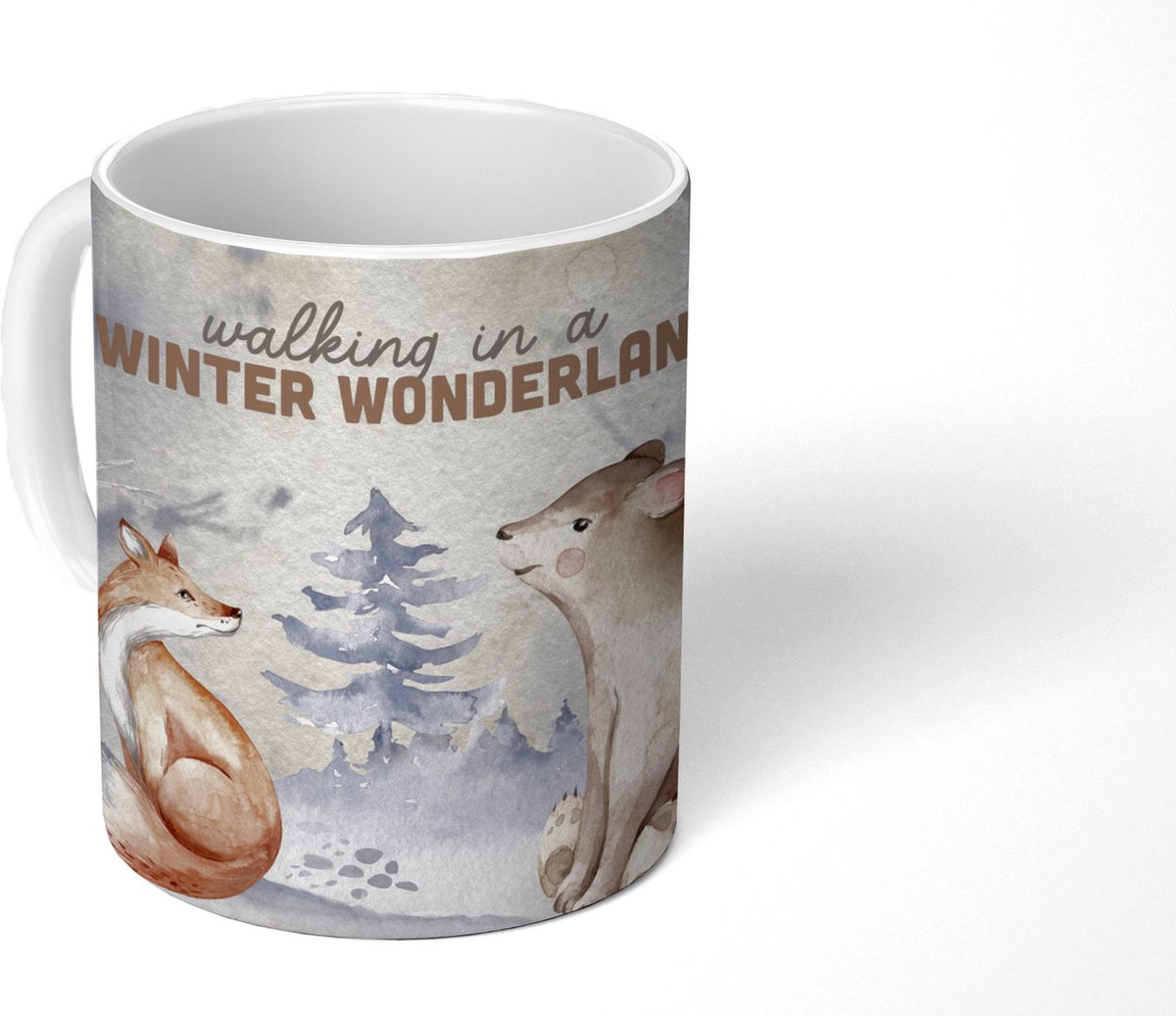 Mok - Koffiemok - Winter - Vos - Sneeuw - Beer - Mokken - 350 ML - Beker - Koffiemokken - Theemok