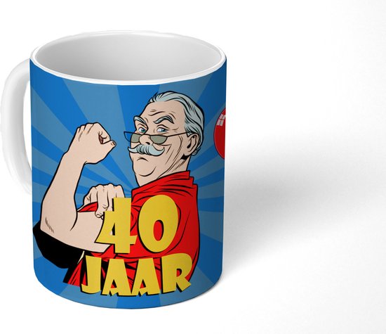 sticker hier Weerkaatsing Mok - Koffiemok - Jubileum - 40 Jaar verjaardag man - Blauw - Mokken - 350  ML - Beker... | bol.com